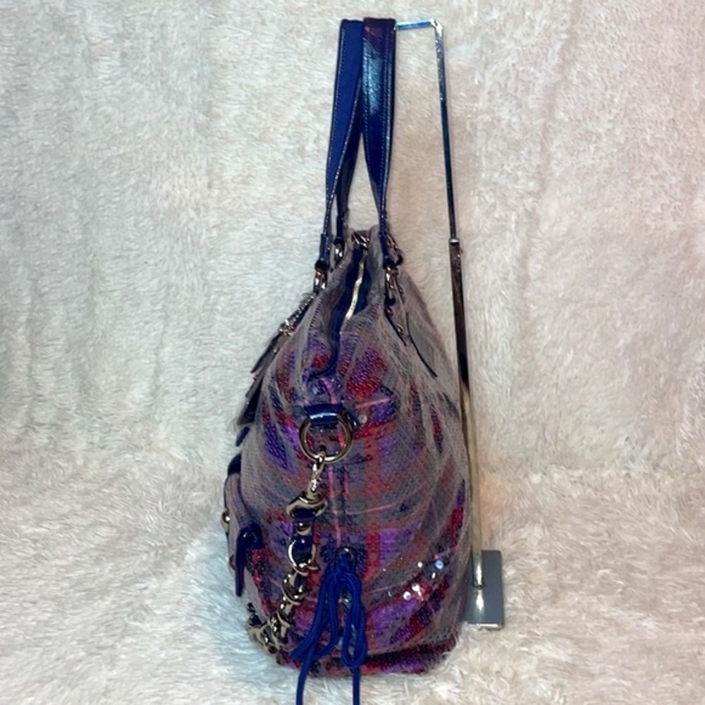 Coach Poppy XL Limited Edition Tartan Plaid Glam Sequin Spotlight Bag Purse - Picture 6 of 16